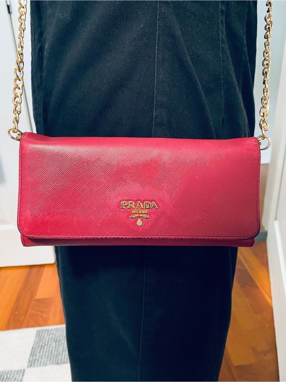🛍️ Prada Authentic Pink Saffiano Leather Long Wallet/WOC - Picture 5 of 16